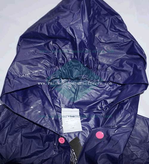 Blue plastic rain jacket hood